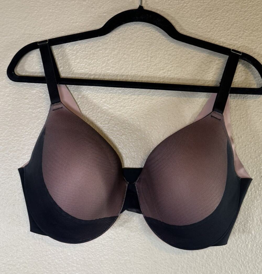 Soma 34DDD Vanishing Back Layered Mesh Bra Black Pink Underwire